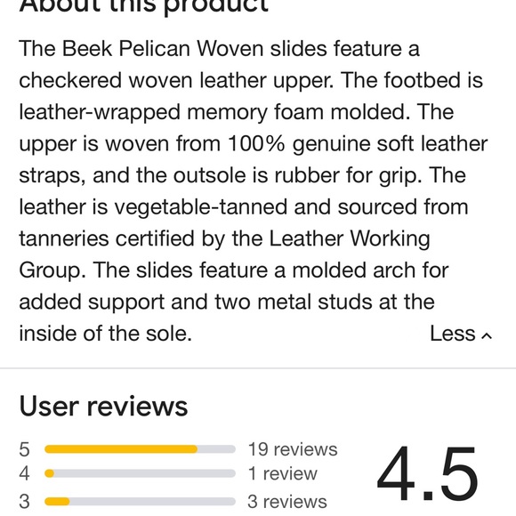 Beek Pelican Leather Slide. Woven.Black -Cream Size 9 EUC memory foam bed - Picture 15 of 15